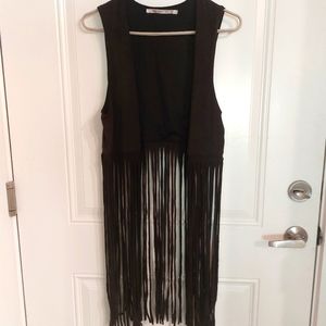 Really cool ultra suede vest with long fringe